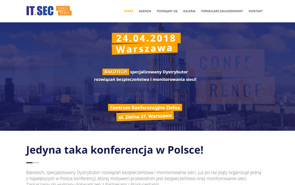 Strona internetowa poświęcona ogólnopolskiej konferencji bezpieczeństwa w sieci.