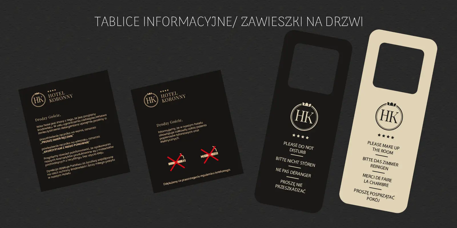 Projekt: tabliczek hotelowych i zawieszek na drzwi