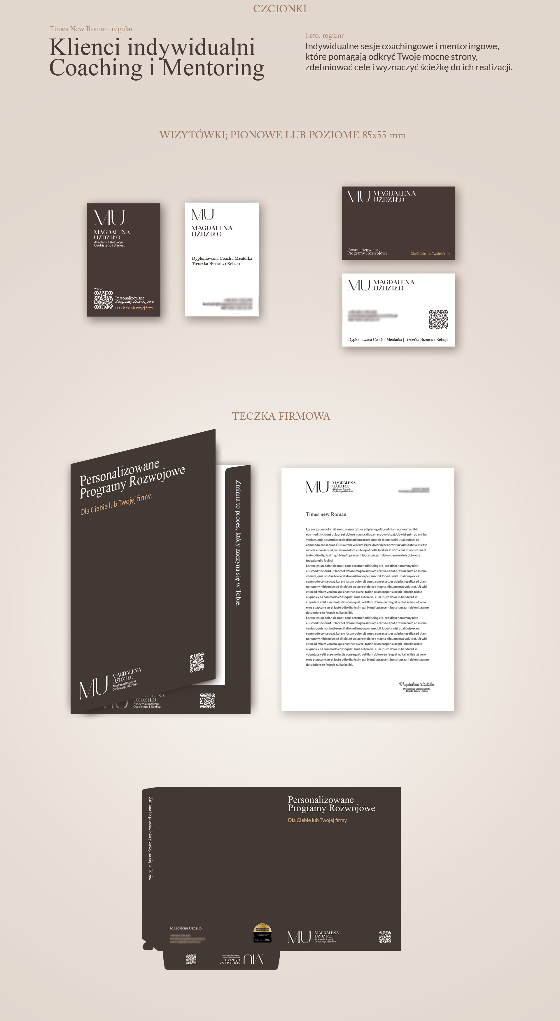 projekty wizytówek, oraz ulotki dla psychologa
