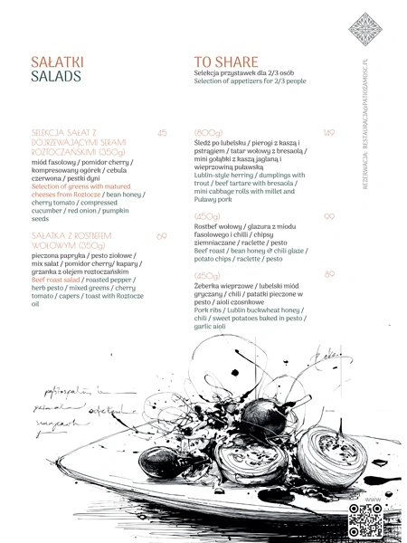 Projekt strony menu dla restauracji Patio