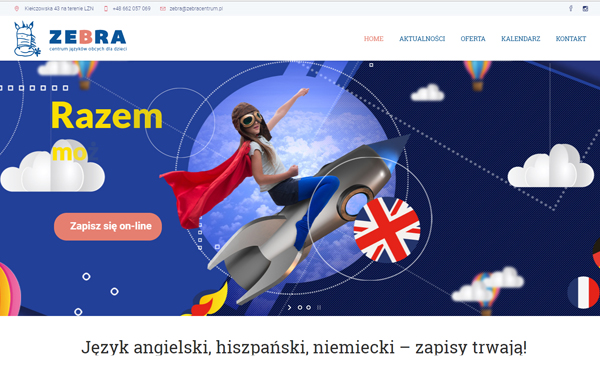 strona internetowa wykonana dla szkoły języka angielskiego z Wrocławia